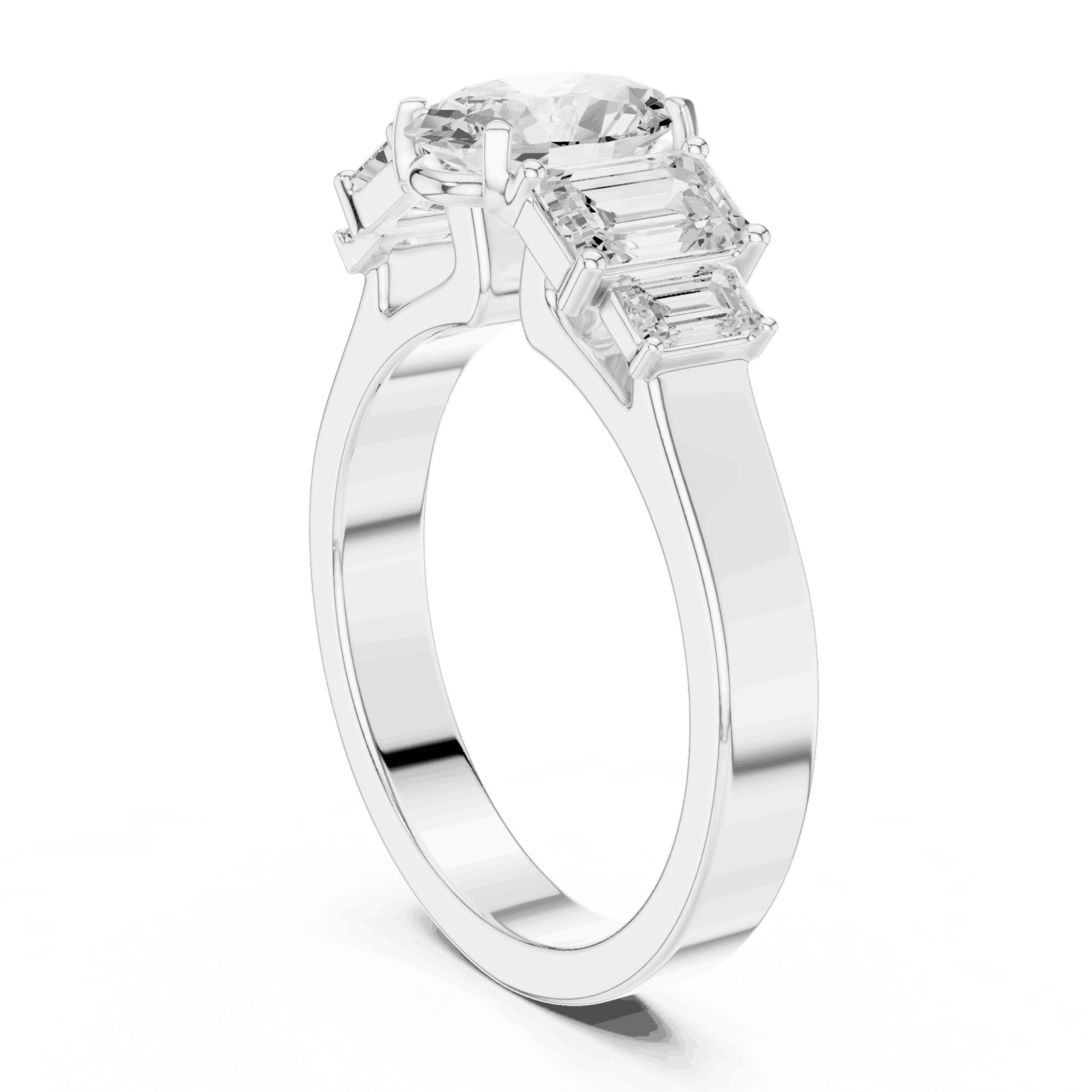 Emerald Diamond Three Stone Baguette Engagement Ring Rose Gold 18K | Lab Grown | Driona Jewels