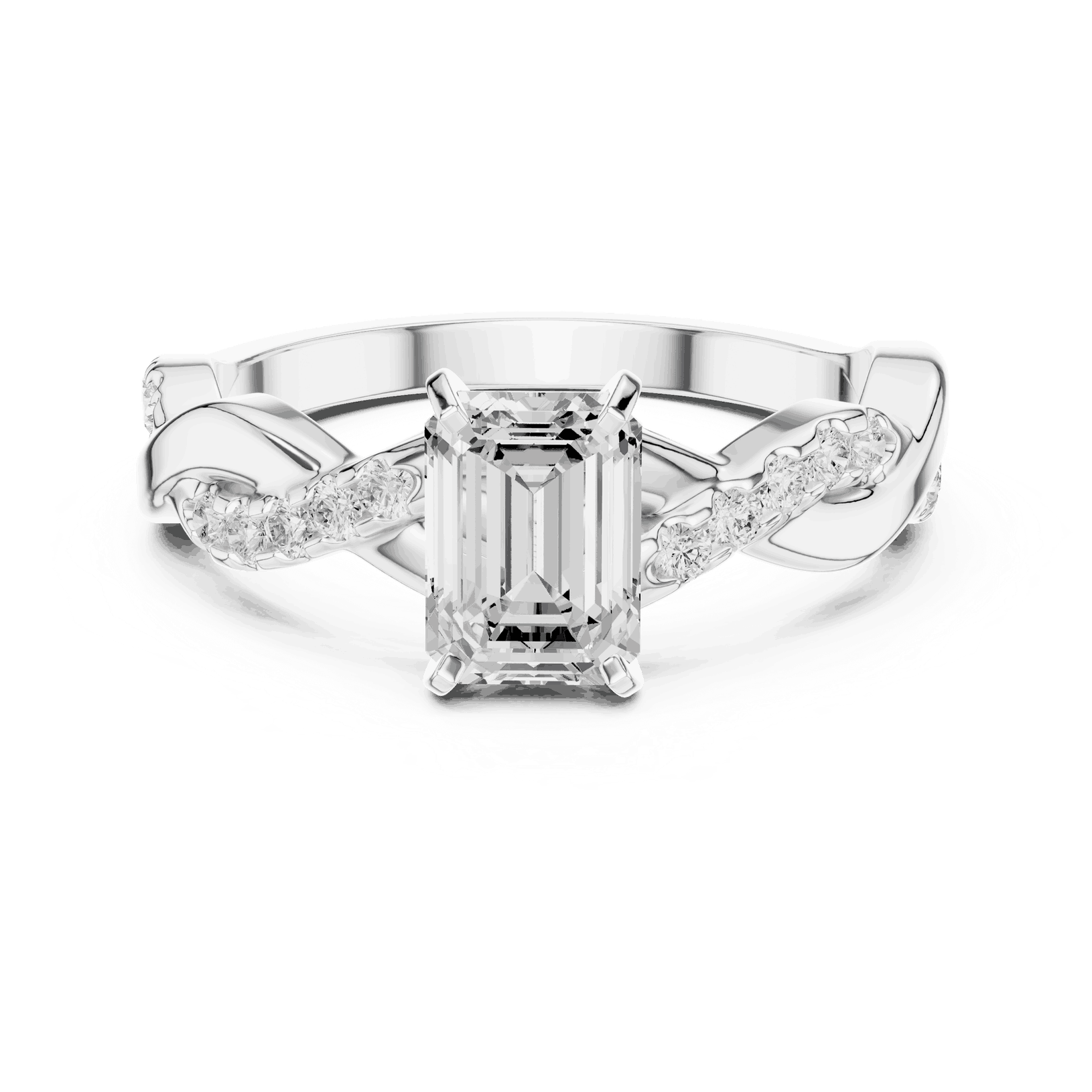 Emerald Diamond Twisted Vine Engagement Ring Rose Gold 18K | Lab Grown | Driona Jewels