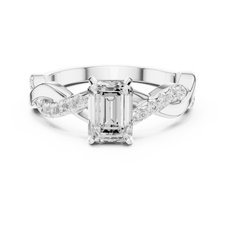 Emerald Diamond Twisted Vine Engagement Ring Rose Gold 18K | Lab Grown | Driona Jewels