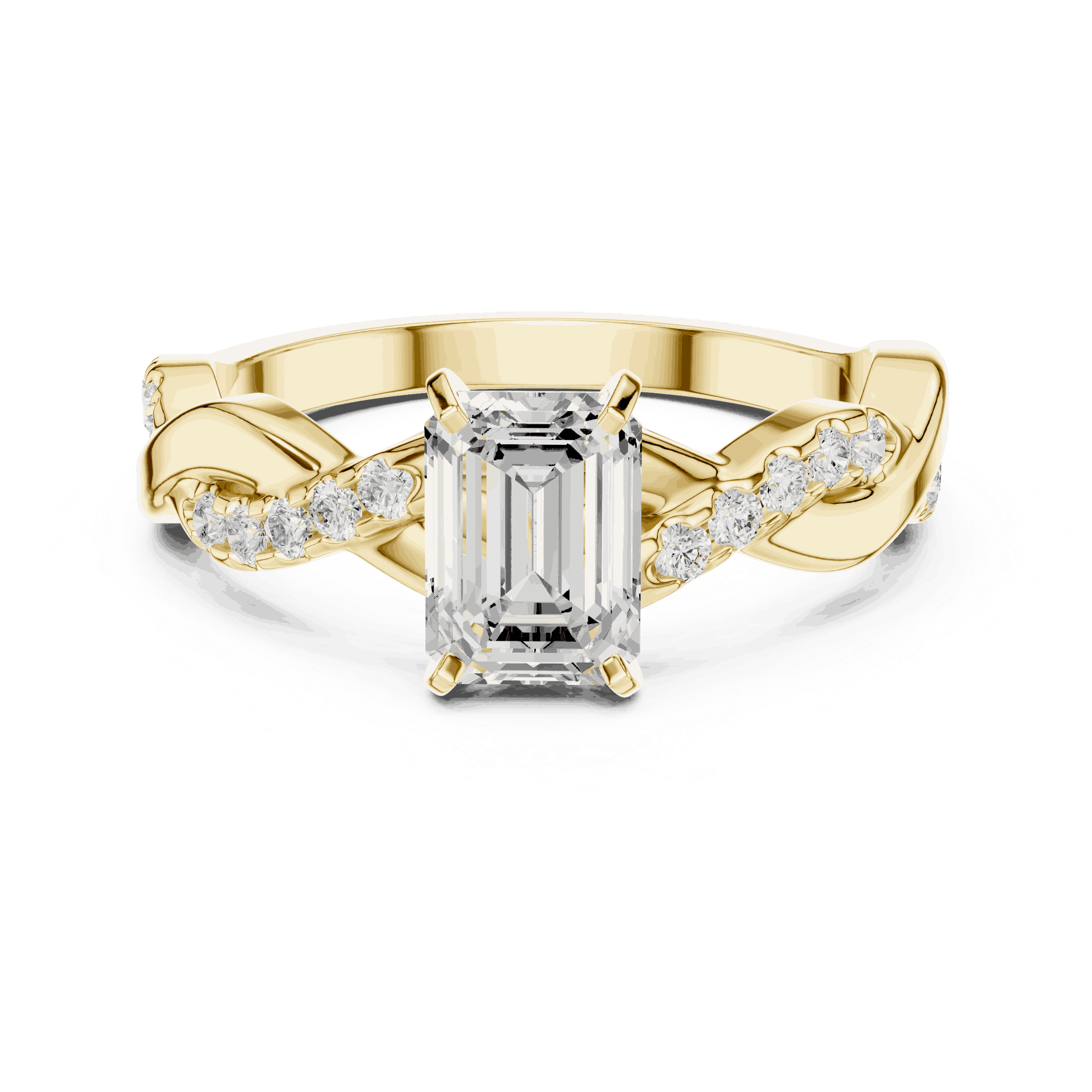 Emerald Diamond Twisted Vine Engagement Ring Rose Gold 18K | Lab Grown | Driona Jewels