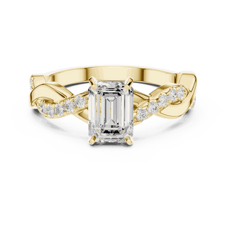 Emerald Diamond Twisted Vine Engagement Ring Rose Gold 18K | Lab Grown | Driona Jewels