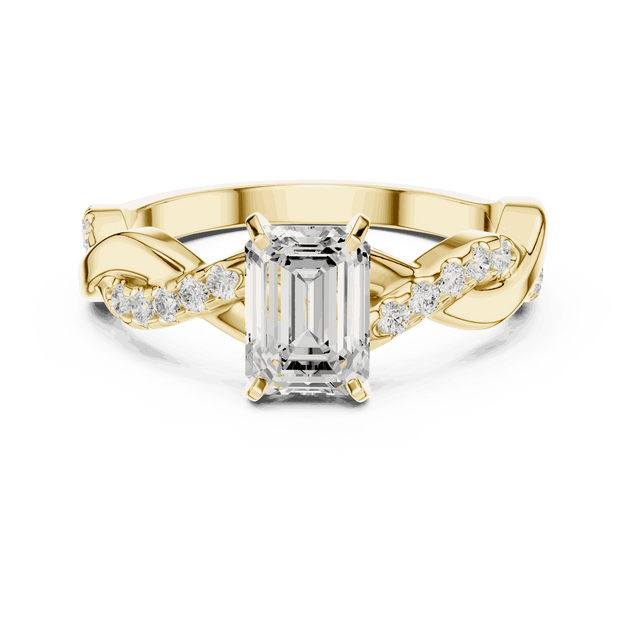 Emerald Diamond Twisted Vine Engagement Ring Rose Gold 18K | Lab Grown | Driona Jewels