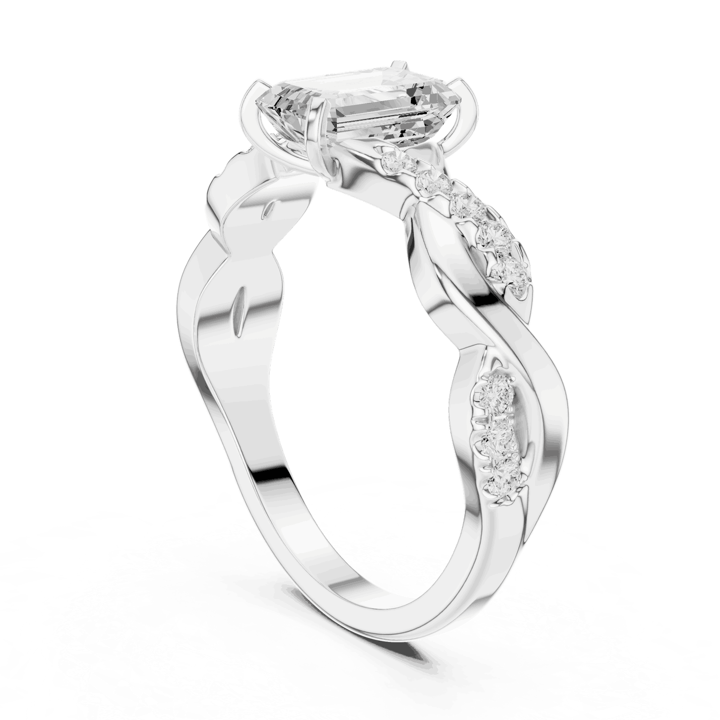 Emerald Diamond Twisted Vine Engagement Ring Rose Gold 18K | Lab Grown | Driona Jewels