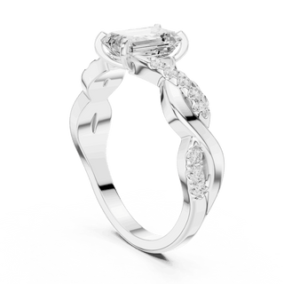 Emerald Diamond Twisted Vine Engagement Ring Rose Gold 18K | Lab Grown | Driona Jewels