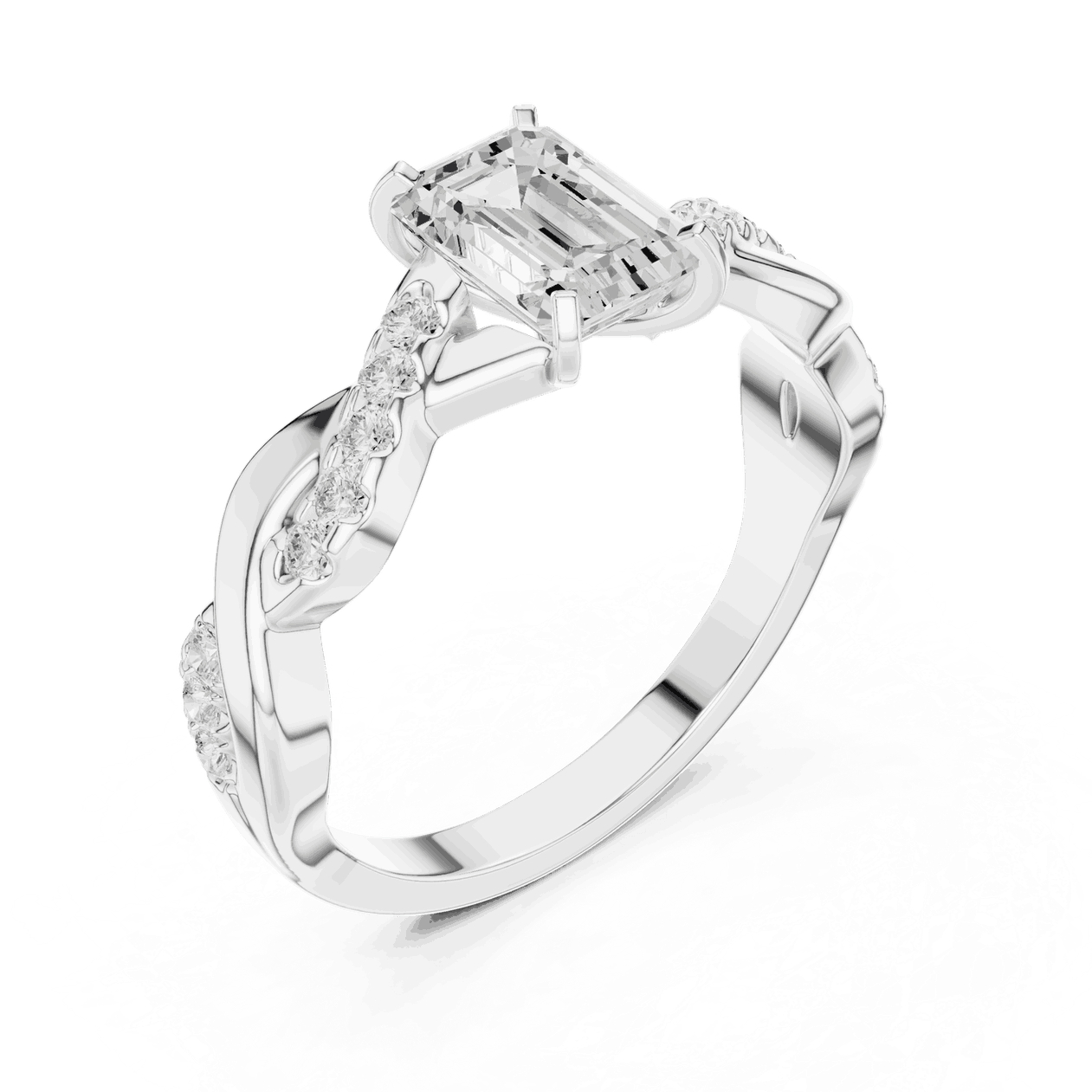 Emerald Diamond Twisted Vine Engagement Ring Rose Gold 18K | Lab Grown | Driona Jewels