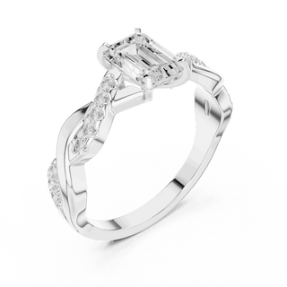 Emerald Diamond Twisted Vine Engagement Ring Rose Gold 18K | Lab Grown | Driona Jewels