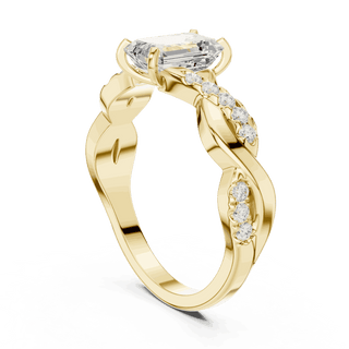 Emerald Diamond Twisted Vine Engagement Ring Rose Gold 18K | Lab Grown | Driona Jewels