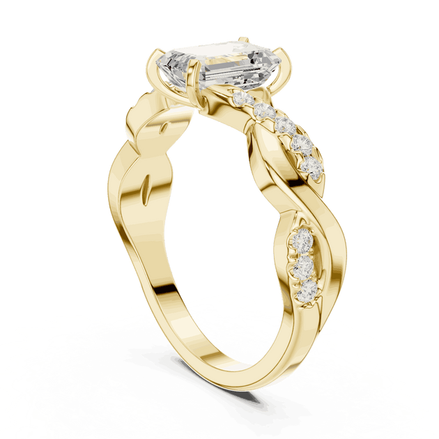 Emerald Diamond Twisted Vine Engagement Ring Rose Gold 18K | Lab Grown | Driona Jewels
