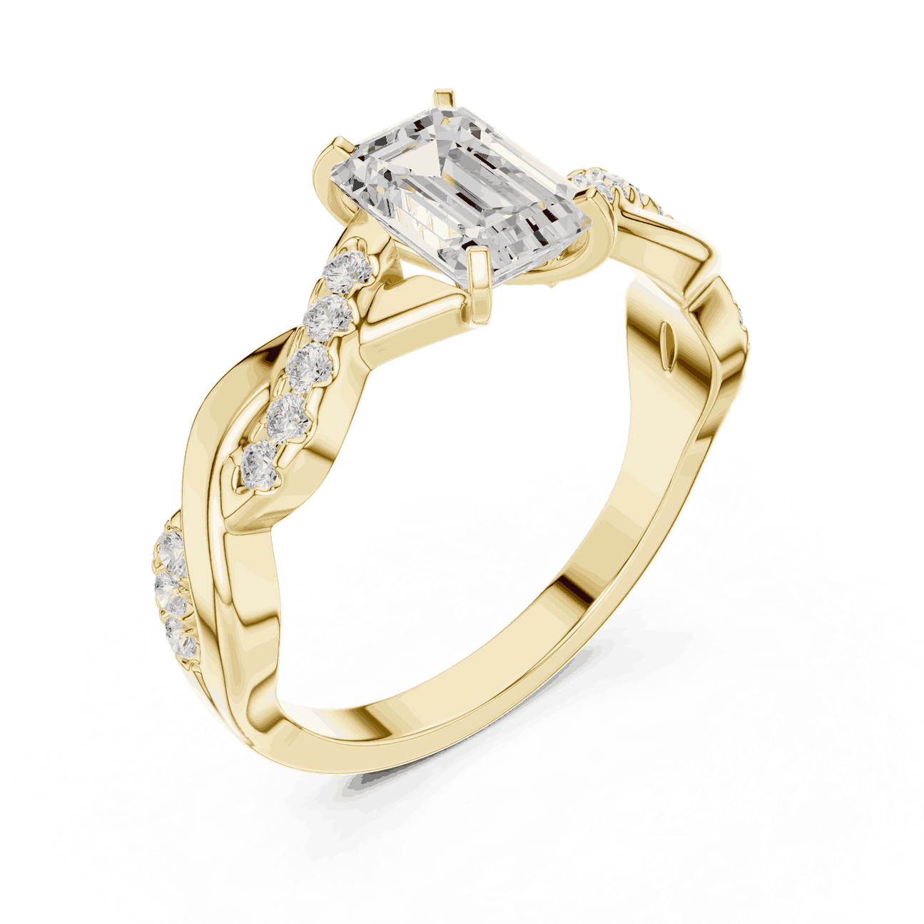 Emerald Diamond Twisted Vine Engagement Ring Rose Gold 18K | Lab Grown | Driona Jewels