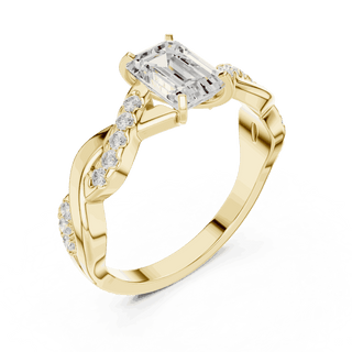 Emerald Diamond Twisted Vine Engagement Ring Rose Gold 18K | Lab Grown | Driona Jewels