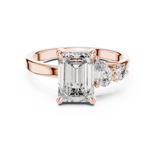Driona Jewels Emerald Cut Toi et Moi Ring | Pear & Round Diamond Gold