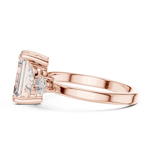 Driona Jewels Emerald Cut Toi et Moi Ring | Pear & Round Diamond Gold
