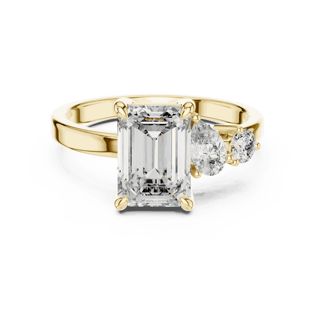 Driona Jewels Emerald Cut Toi et Moi Ring | Pear & Round Diamond Gold