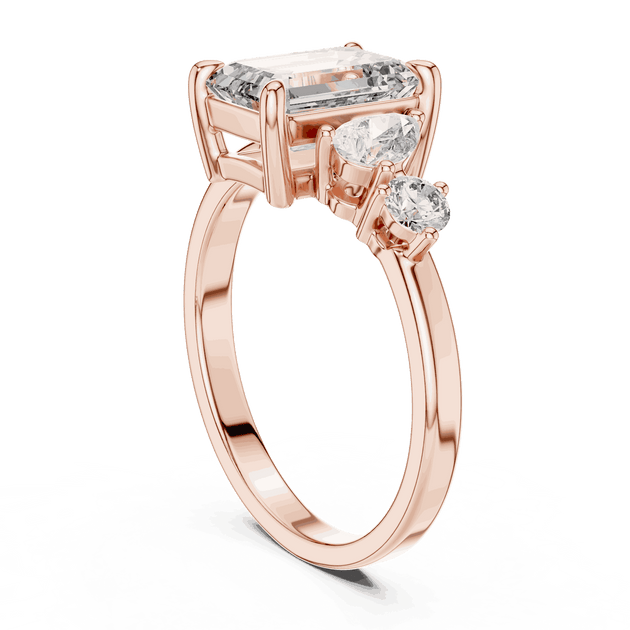 Driona Jewels Emerald Cut Toi et Moi Ring | Pear & Round Diamond Gold
