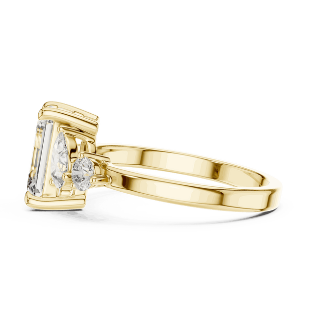 Driona Jewels Emerald Cut Toi et Moi Ring | Pear & Round Diamond Gold