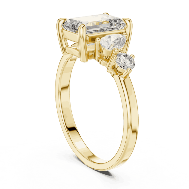 Driona Jewels Emerald Cut Toi et Moi Ring | Pear & Round Diamond Gold
