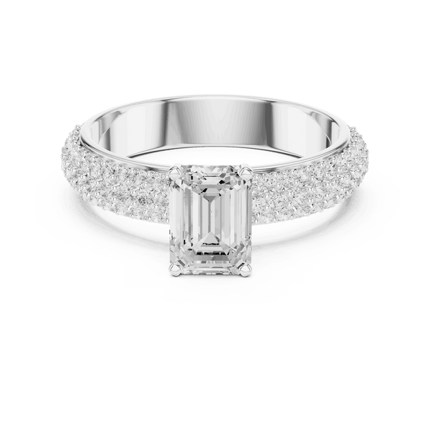 Emerald Cut Engagement Ring Lab Grown Pavé Diamond Band