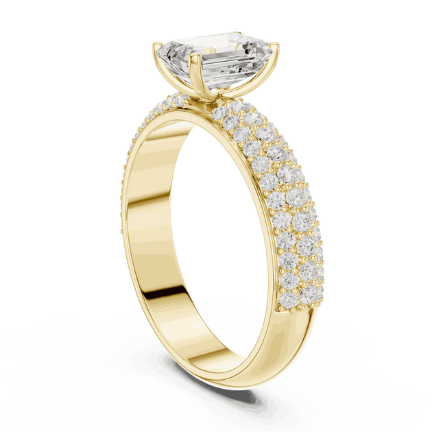 Emerald Cut Engagement Ring Lab Grown Pavé Diamond Band