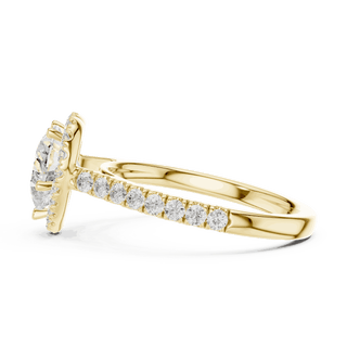 Side Profile: Heart Diamond Halo Engagement Ring with Pavé Band in 18K White Gold – Lab Grown – Driona Jewels