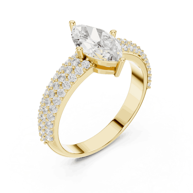 Marquise Cut Lab Grown Diamond Engagement Ring with Pave Band