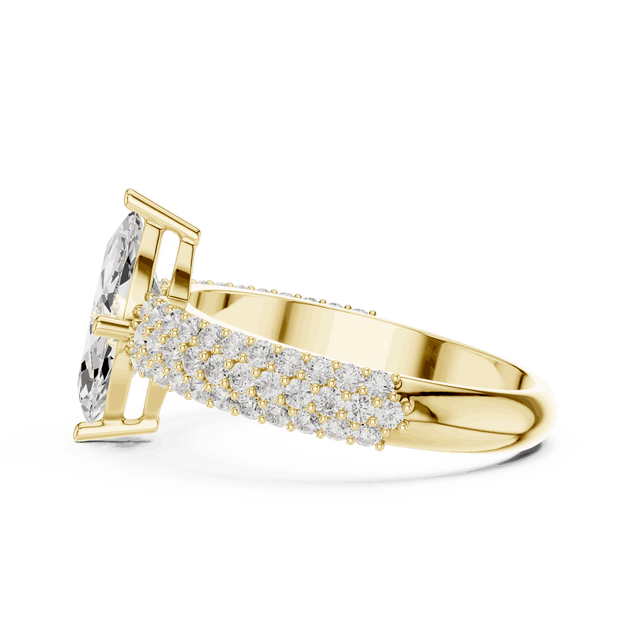 Marquise Cut Lab Grown Diamond Engagement Ring with Pave Band