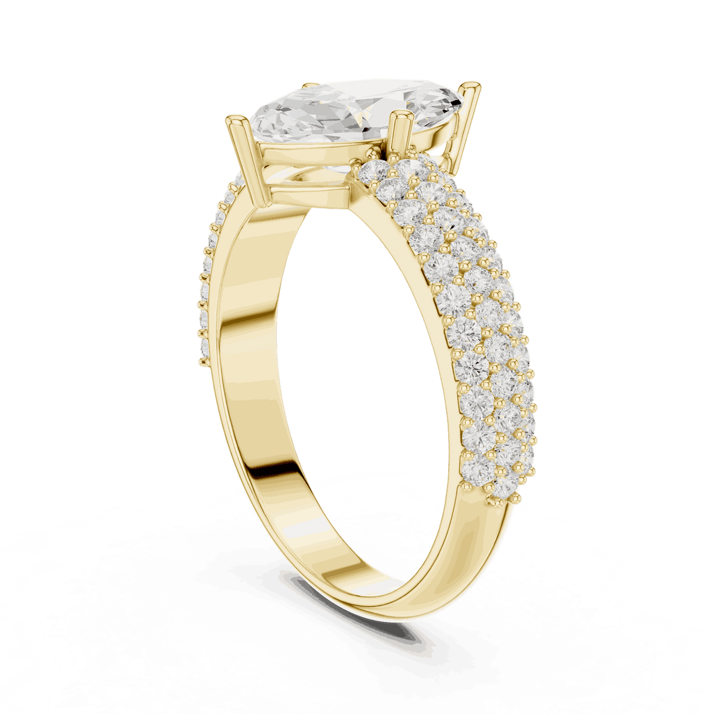 Marquise Lab Grown Diamond Engagement Ring with Wide Pave Band