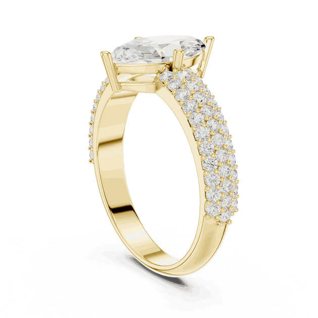 Marquise Cut Lab Grown Diamond Engagement Ring with Pave Band