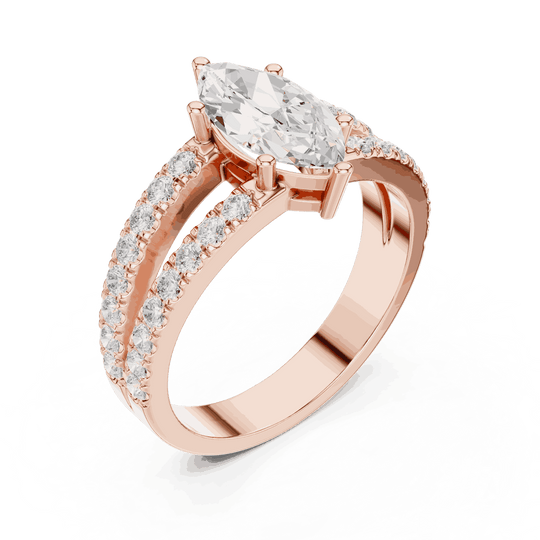Driona Jewels Marquise Engagement Ring with Double Pavé Band