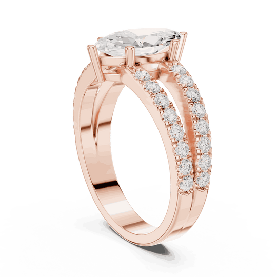 Driona Jewels Marquise Engagement Ring with Double Pavé Band