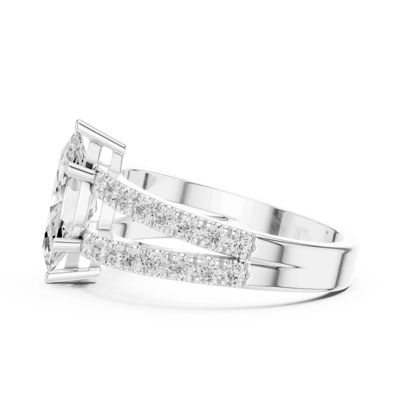 Marquise Lab Grown Diamond Ring with Split Pave Band