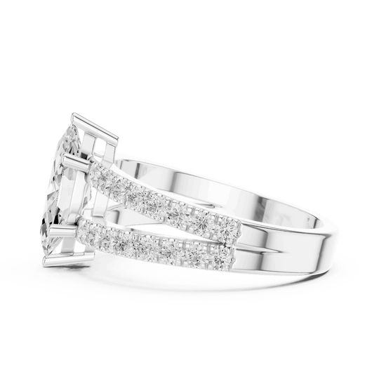 Driona Jewels Marquise Engagement Ring with Double Pavé Band