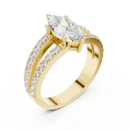 Driona Jewels Marquise Engagement Ring with Double Pavé Band