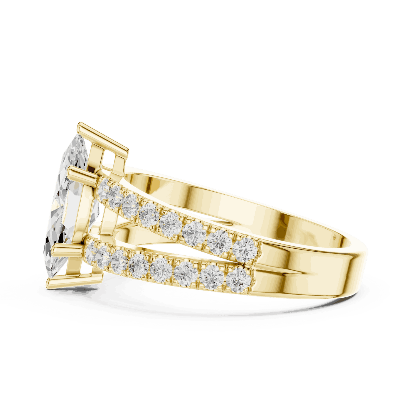 Marquise Lab Grown Diamond Ring with Split Pave Band