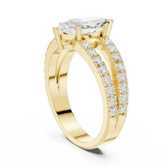 Driona Jewels Marquise Engagement Ring with Double Pavé Band