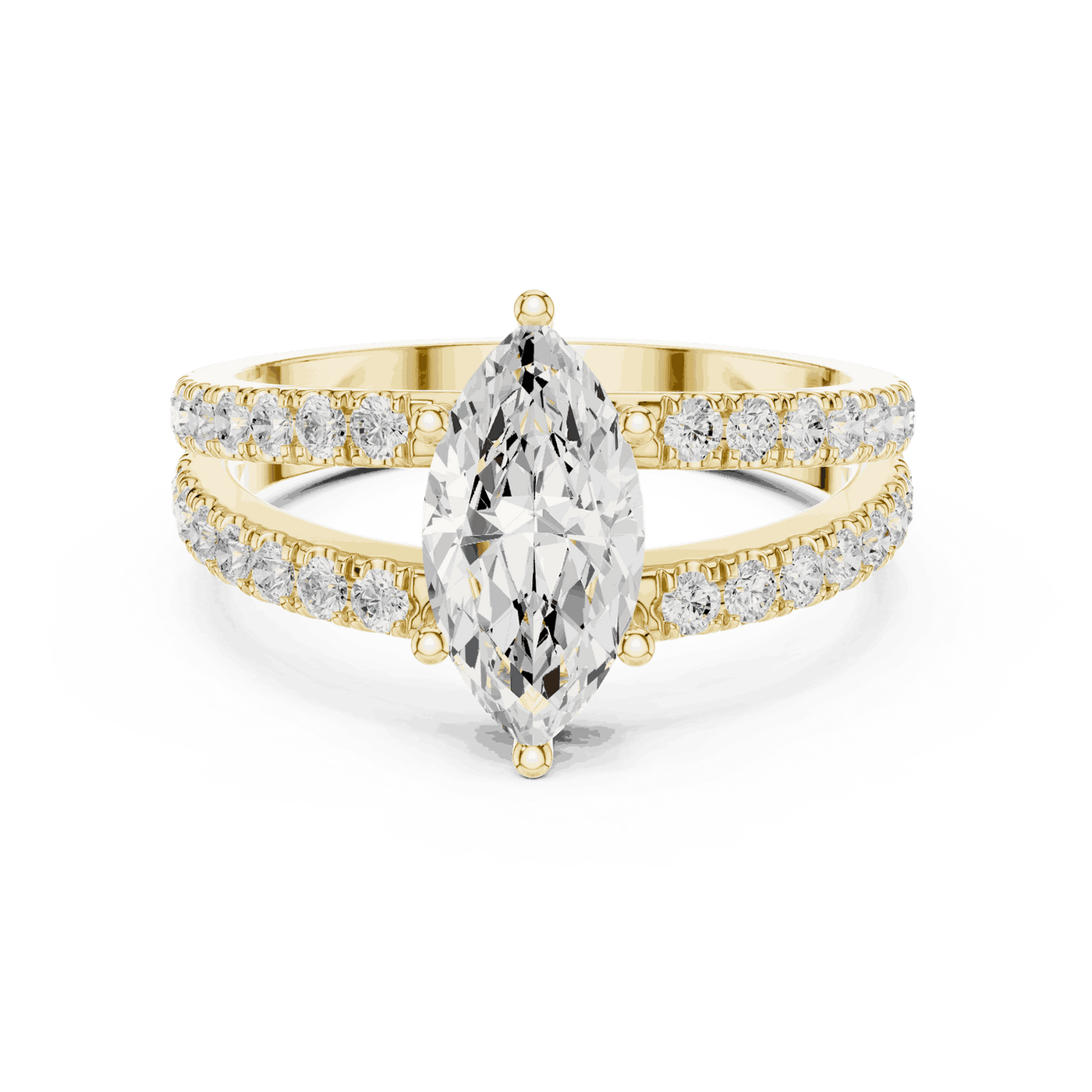 Marquise Lab Grown Diamond Ring with Split Pave Band