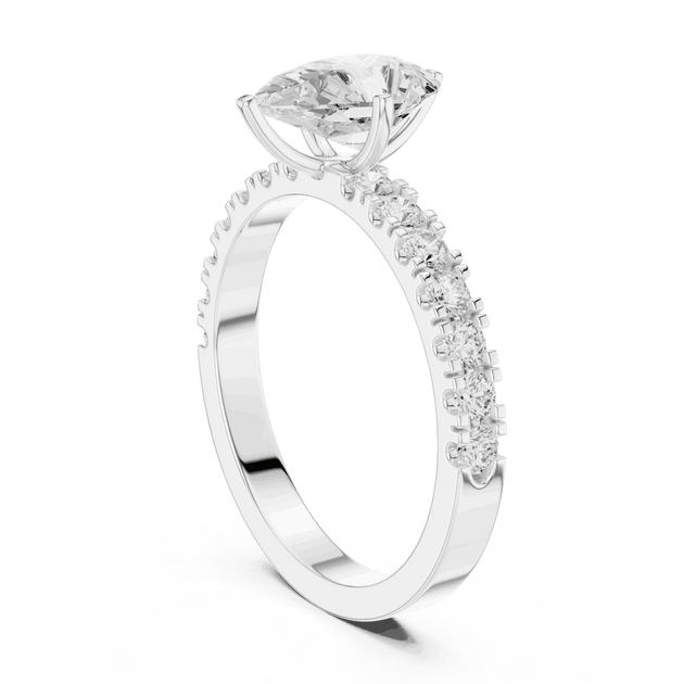 IGI Certified Pear Cut Diamond Ring, Lab Grown Diamond Engagement Ring
