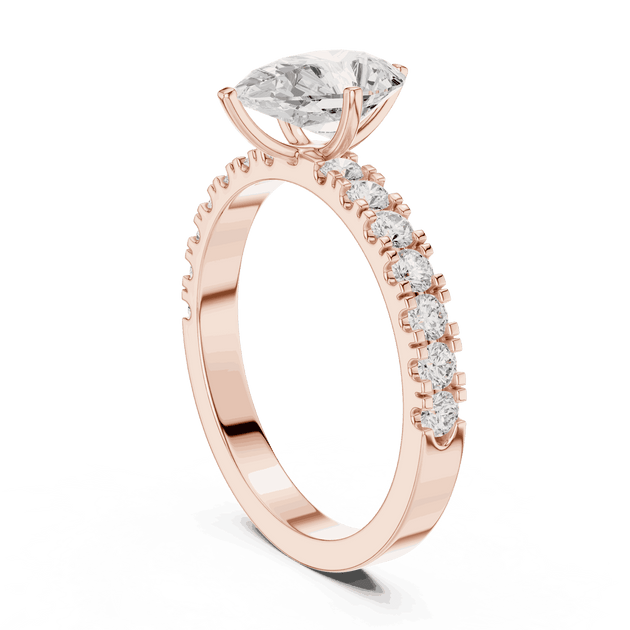 IGI Certified Pear Cut Diamond Ring, Lab Grown Diamond Engagement Ring