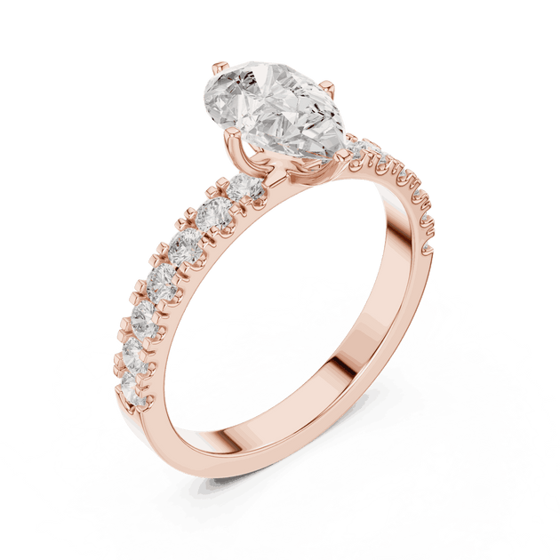 IGI Certified Pear Cut Diamond Ring, Lab Grown Diamond Engagement Ring