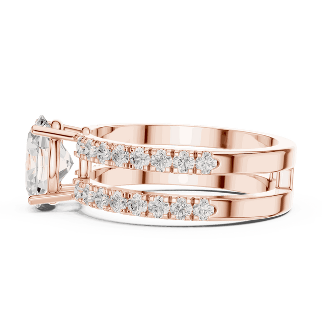 Oval Diamond Engagement Ring With Double Pave Band Jewelry