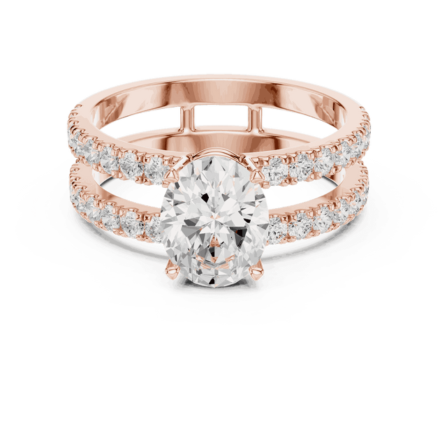 Oval Diamond Engagement Ring With Double Pave Band Jewelry