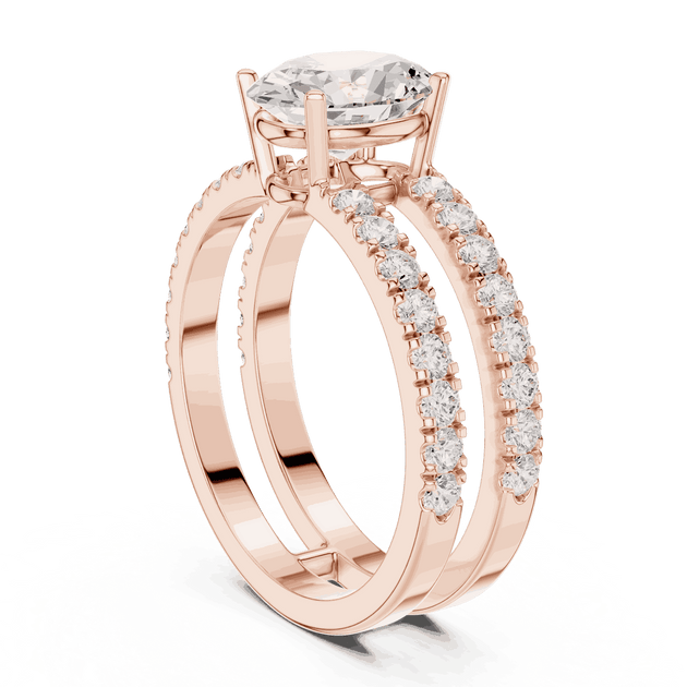 Oval Diamond Engagement Ring With Double Pave Band Jewelry