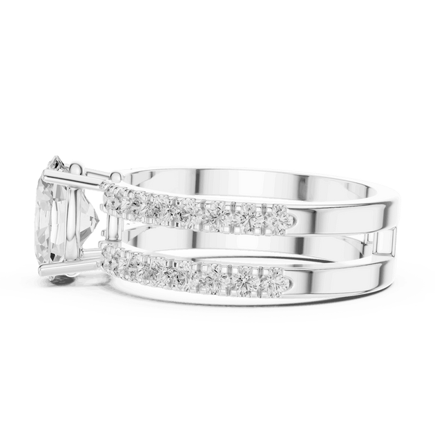 Oval Diamond Engagement Ring With Double Pave Band Jewelry