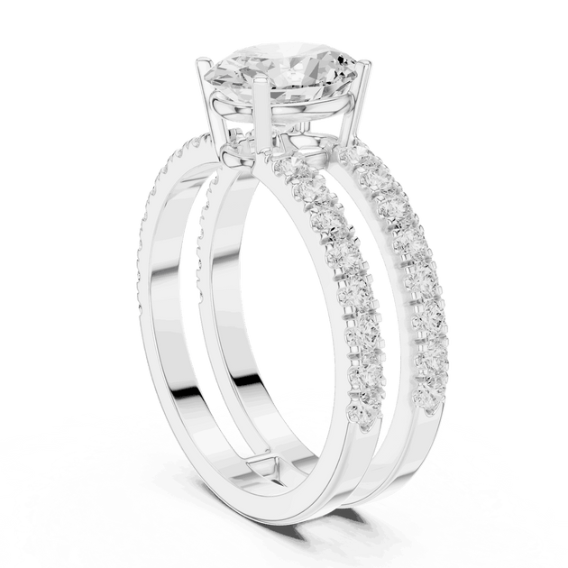 Oval Diamond Engagement Ring With Double Pave Band Jewelry