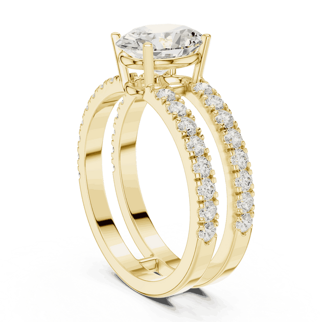 Oval Diamond Engagement Ring With Double Pave Band Jewelry