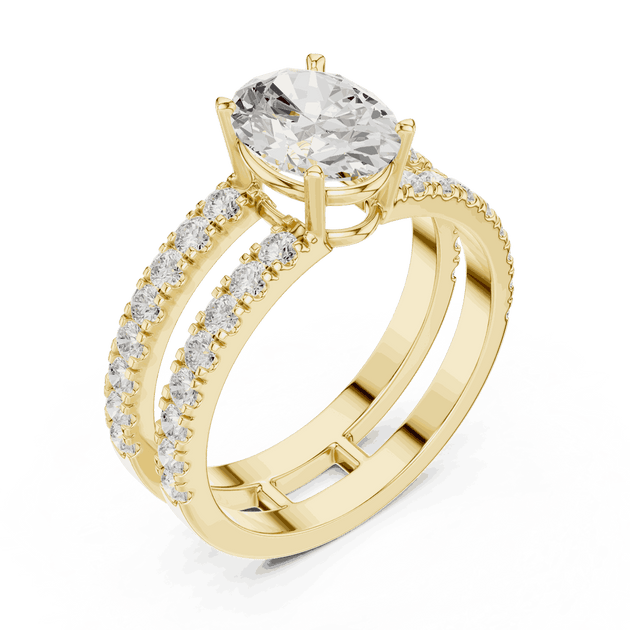 Oval Diamond Engagement Ring With Double Pave Band Jewelry
