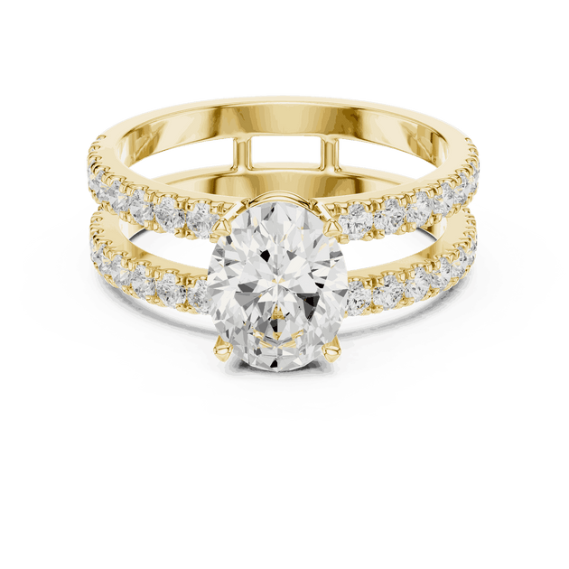 Oval Diamond Engagement Ring With Double Pave Band Jewelry
