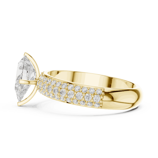 Pear Cut Lab Grown Engagement Ring With Triple Pavé Band