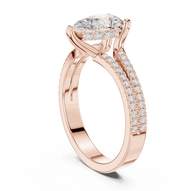 Pear Cut Engagement Ring Split Double Pave Band