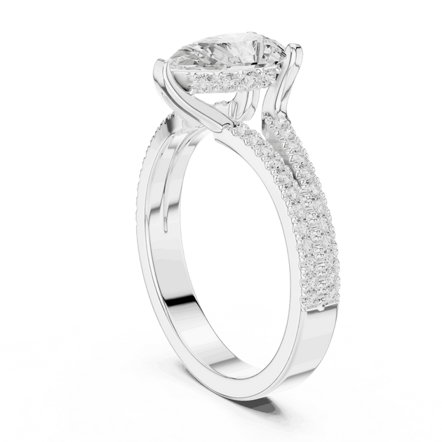 Pear Cut Engagement Ring Split Double Pave Band
