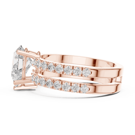 Driona Jewels Pear Cut Solitaire Engagement Ring | Double Pavé Band